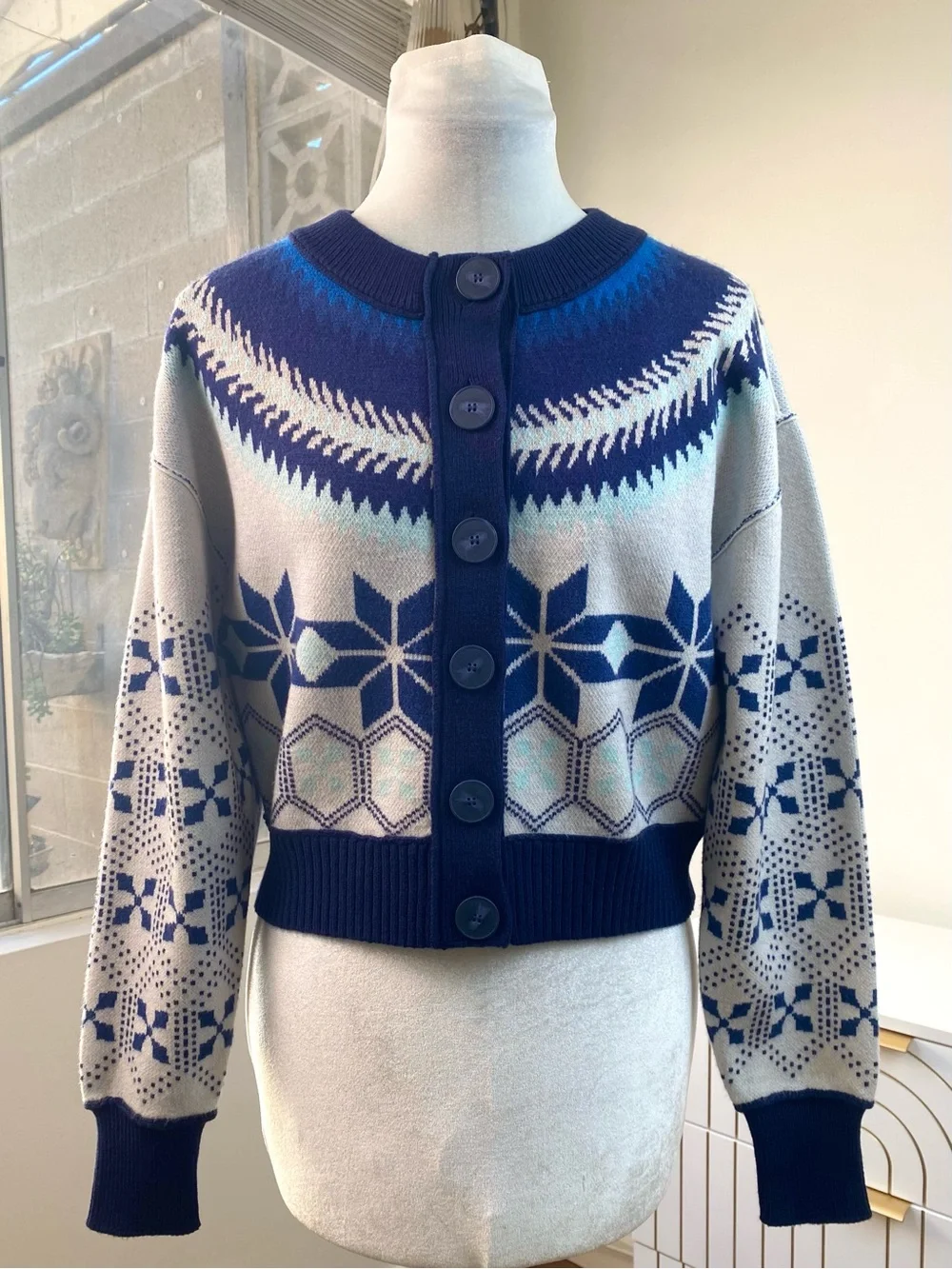 Anthropologie NWT Fair Isle Maeve Cropped Cardigan Sweater, Size XS